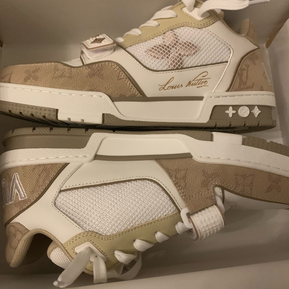 Louis Vuitton Trainer Beige white size 8.5 men - Picture 3 of 4